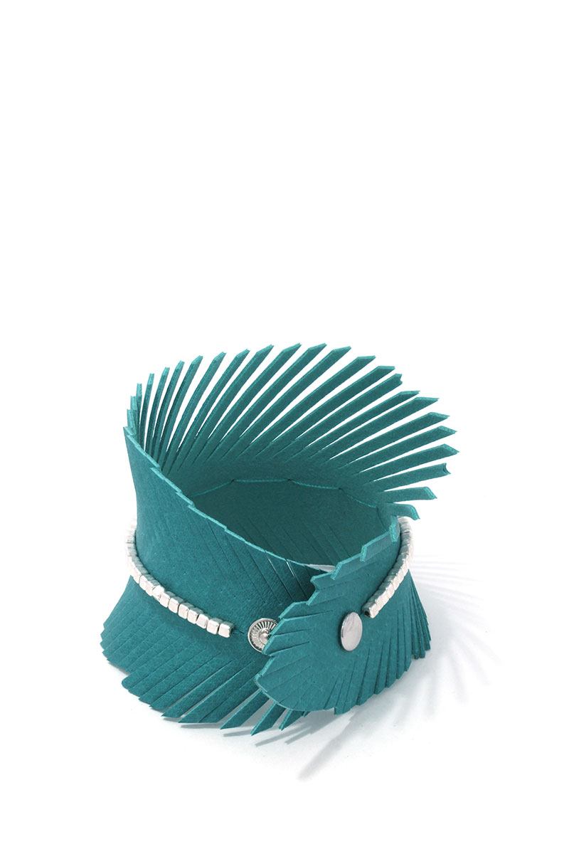 Pu Leather Fray Metal Bead Wrap Bracelet