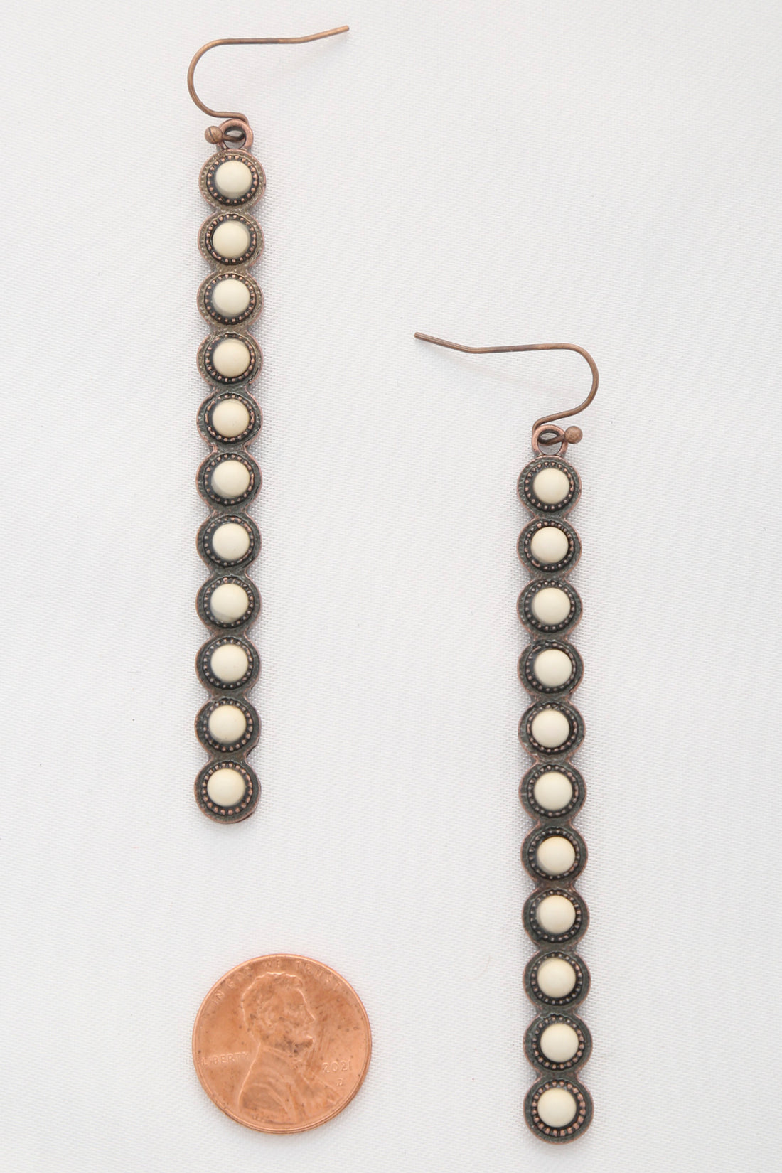 Rodeo Western Round Bead Pattern Metal Dangle Earring